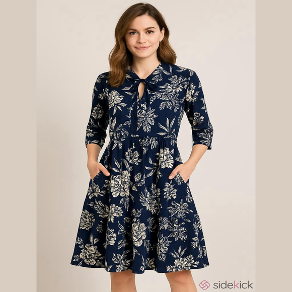 Bedouar Dresses & Skirts - BEDOAR Floral Midi Dress Tie Front Size 26W NWT
